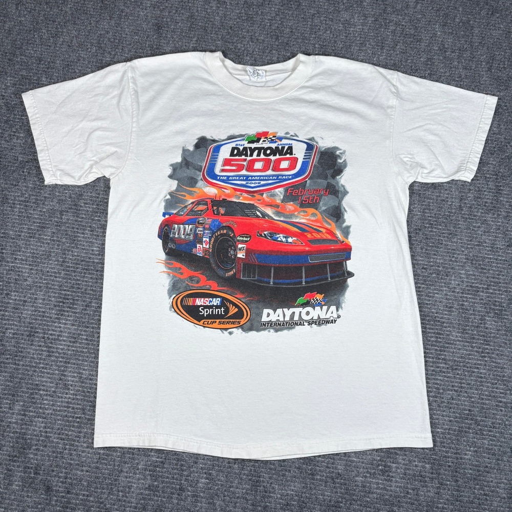 2009 Daytona 500 NASCAR Sprint Cup Series Race T Shirt Mens White
